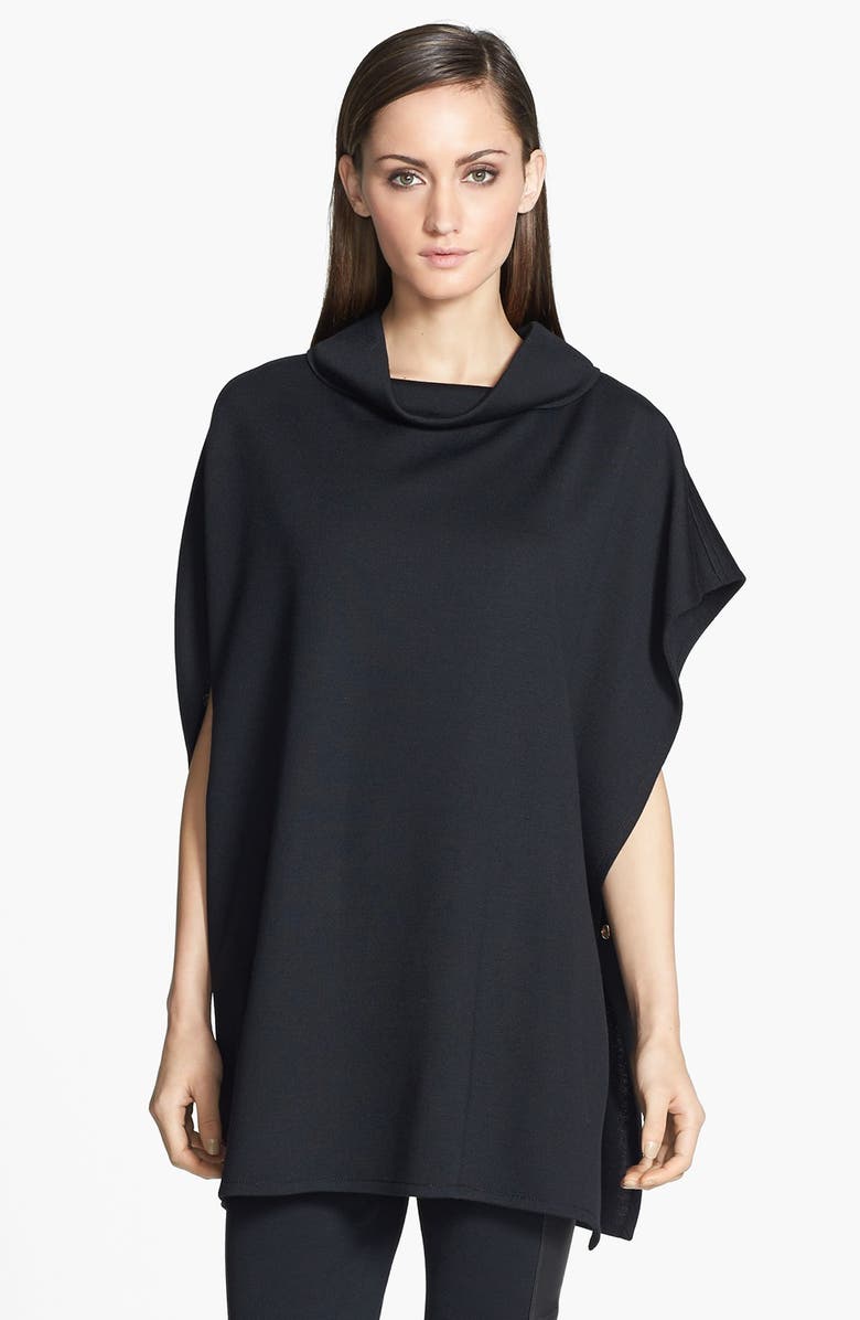 St. John Collection Milano Knit Stand Collar Asymmetrical Poncho ...