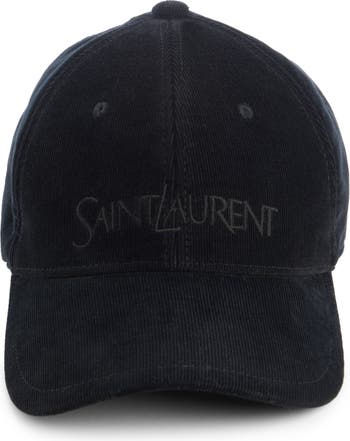 Saint Laurent Logo Embroidered Corduroy Baseball Cap