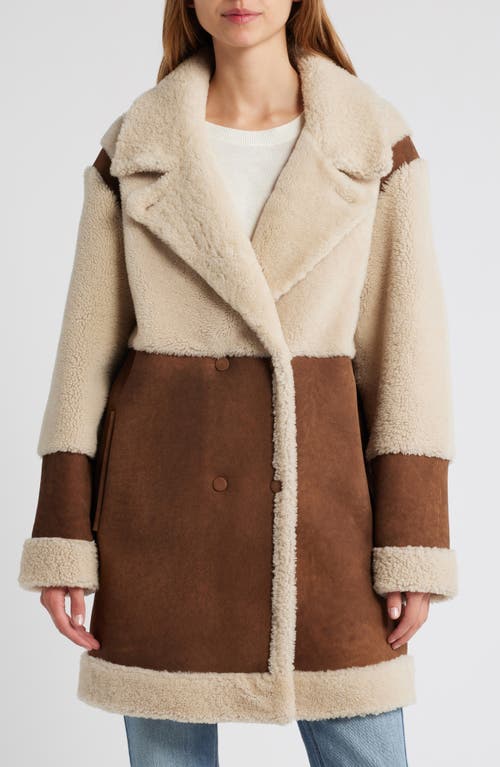 Shop Hiso Reversible Suede & Genuine Shearling Coat In Cashew Antique Suede