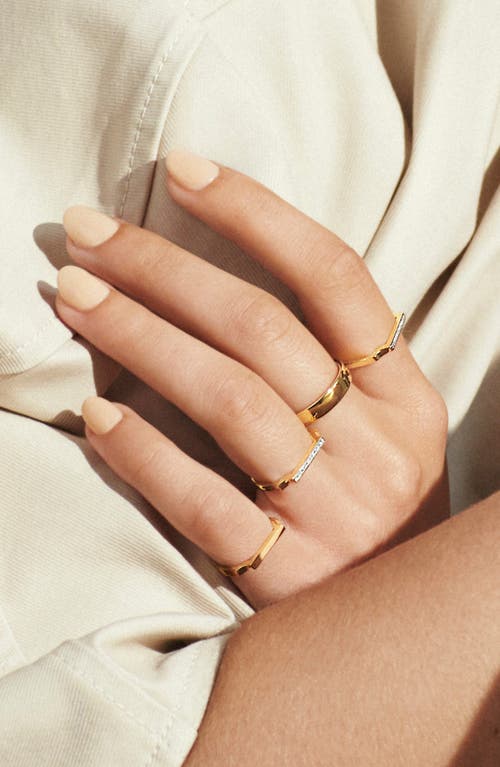 Monica Vinader Signature Thin Diamond Ring In Gold/diamonds