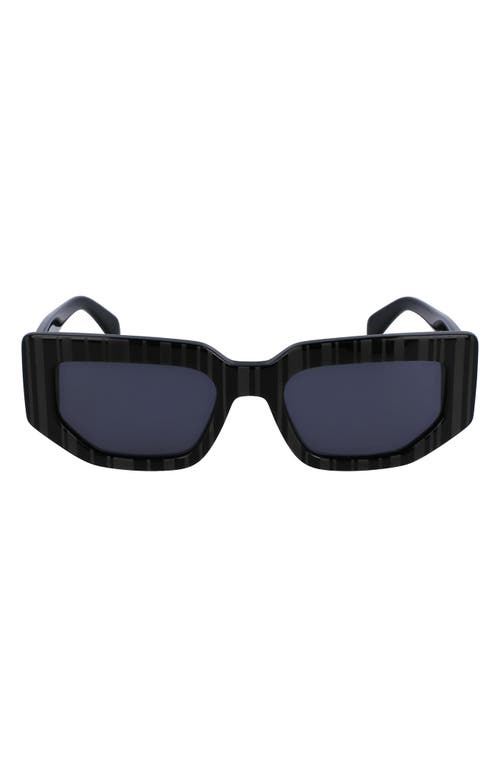 Paul Smith Kennet 54mm Rectangular Sunglasses In Allover Stripes Black