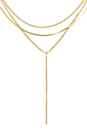Adornia 3-piece Mixed Chain Necklace Set In Gold