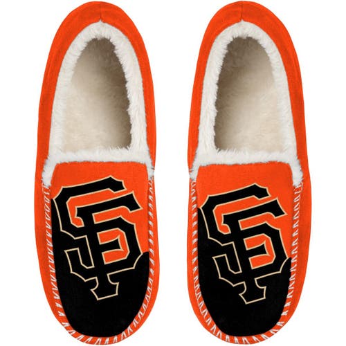 Men's FOCO San Francisco Giants Colorblock Moccasin Slippers in Orange