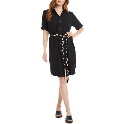 Karen Kane Braided Belt Shirtdress, Black