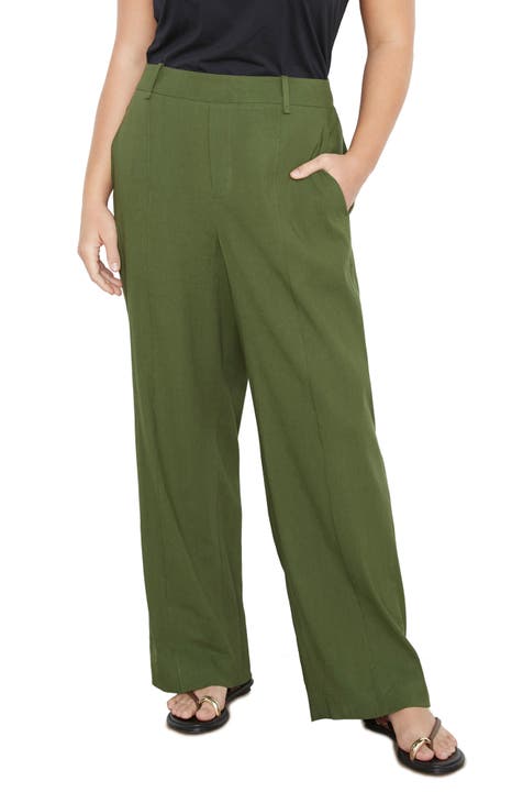 Women's Green High-Waisted Pants & Leggings