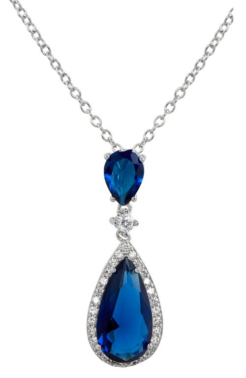 SAVVY CIE JEWELS Cubic Zirconia Pendant Necklace in Blue