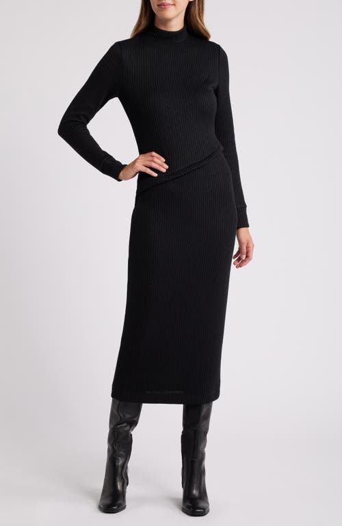 Shop Du Paradis Valentin Long Sleeve Rib Maxi Dress In Black