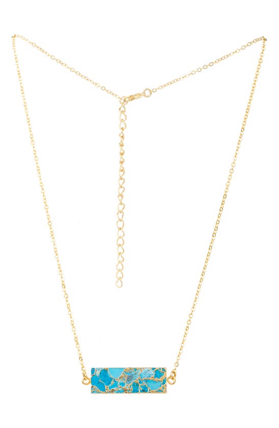 Saachi 18k Gold Plated Mojave Turquoise Rectangle Pendant Necklace