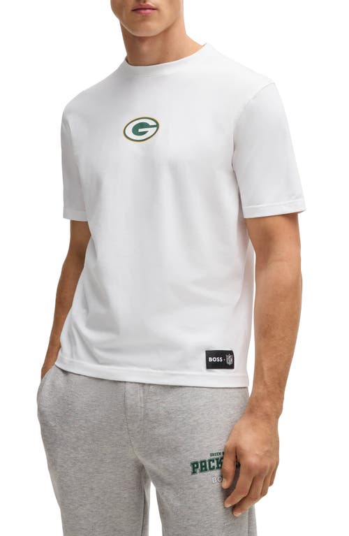 Shop Hugo Boss Boss X Nfl Stretch Cotton Graphic T-shirt In Green Bay Packers - White