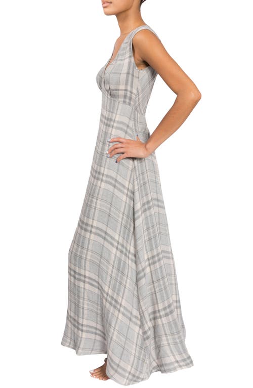 Everyday Ritual Plunge Nightgown In Grey W/gold Lurex