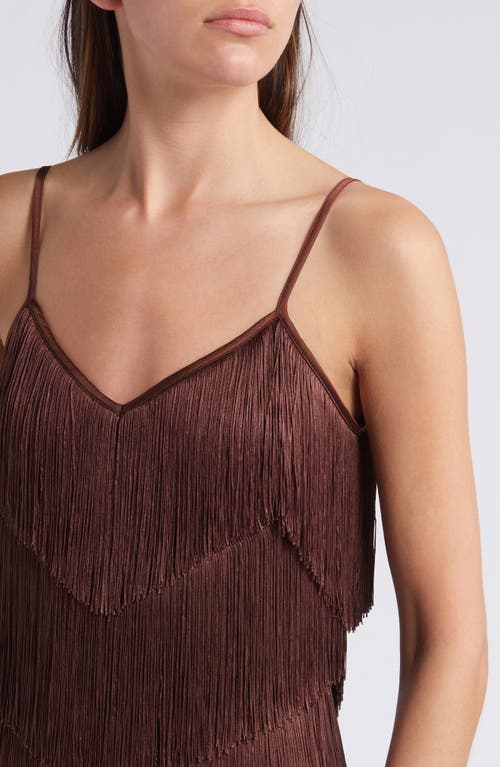 Shop Saylor Twila Fringe Minidress In Chocolate