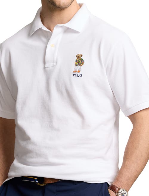 Shop Polo Ralph Lauren Beach Club Bear Mesh Polo Shirt In White