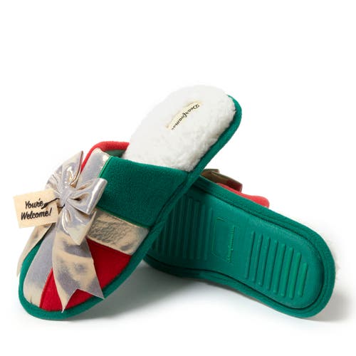 Shop Dearfoams Novelty Holiday Christmas Scuff Slipper In Red Multi