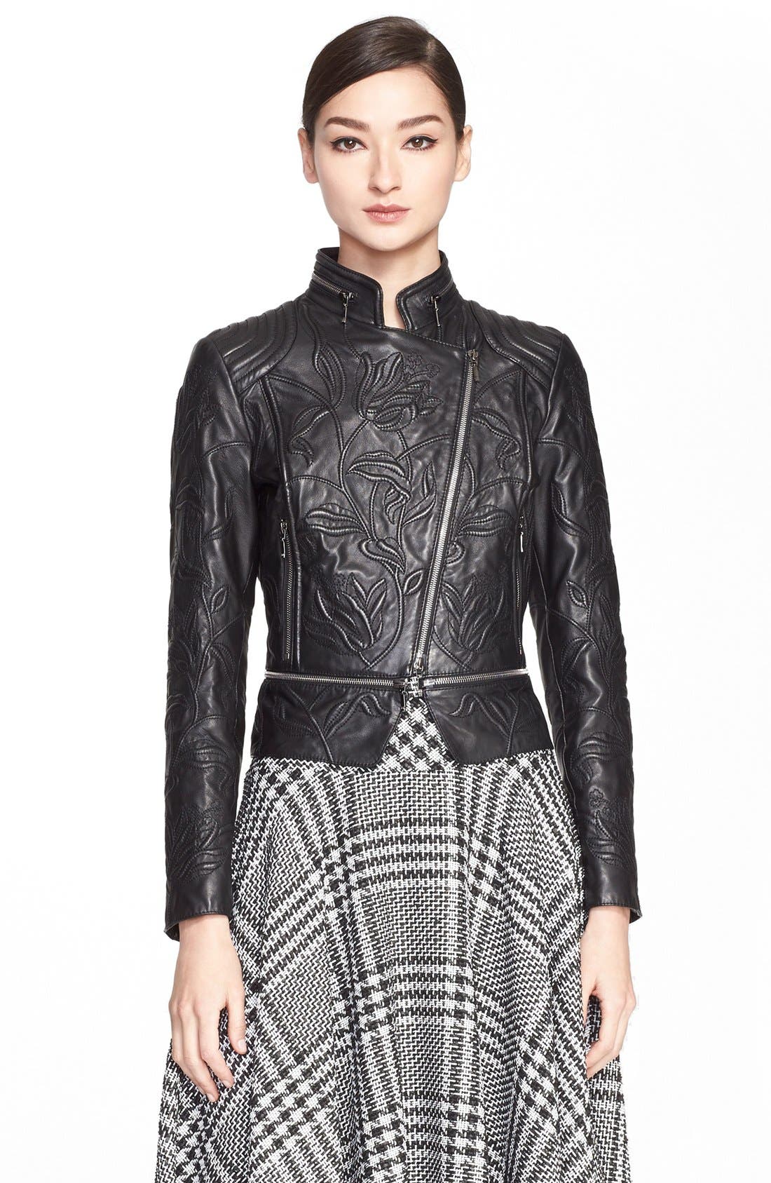 ESCADA Embossed Lambskin Leather Jacket Nordstrom