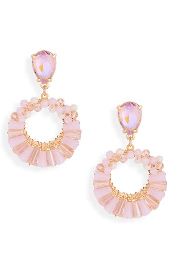 Cara Beaded Drop Earrings In Pink