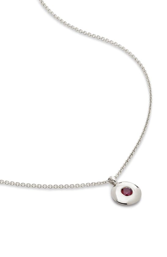 Shop Monica Vinader January Birthstone Garnet Pendant Necklace In Sterling Silver