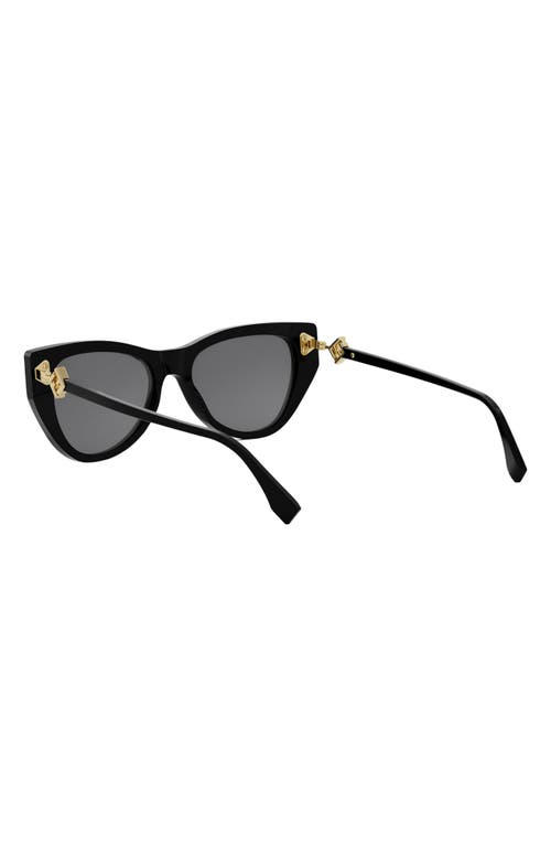 Shop Fendi ' Diamonds 54mm Cat Eye Sunglasses In Shiny Black/smoke