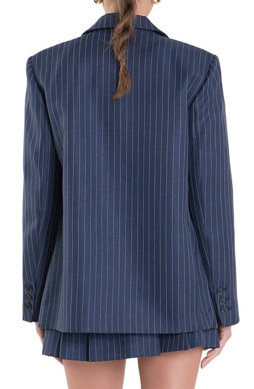 English Factory Stripe Oversize Blazer In Navy