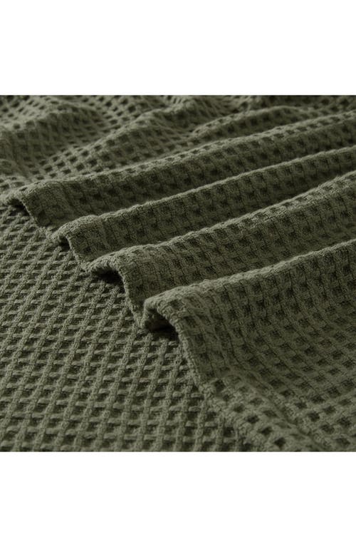 Eddie Bauer Waffle Knit Throw Blanket In Medium Green