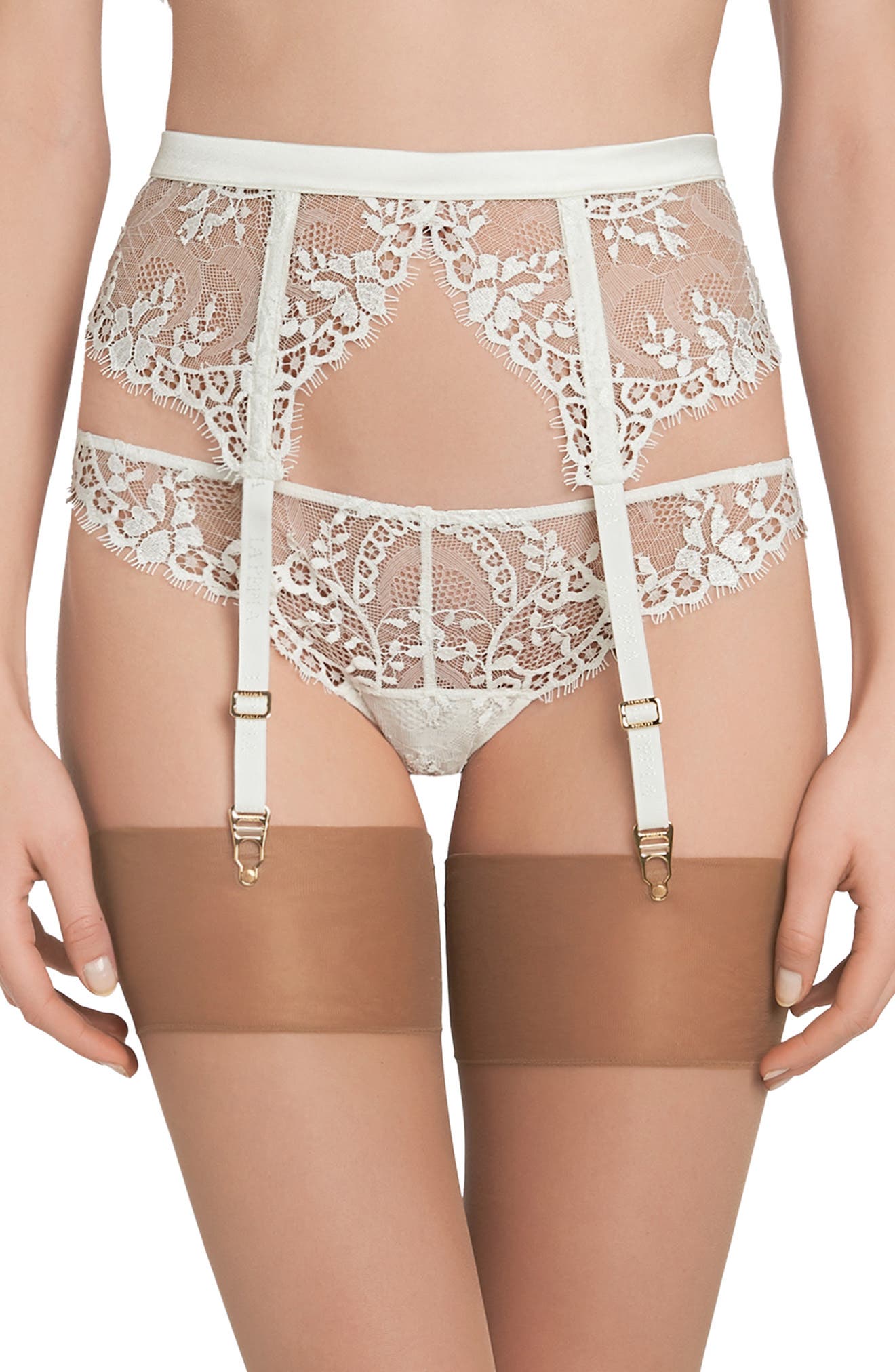 La Perla Floral Lace Suspender Belt in Off White Smart Closet