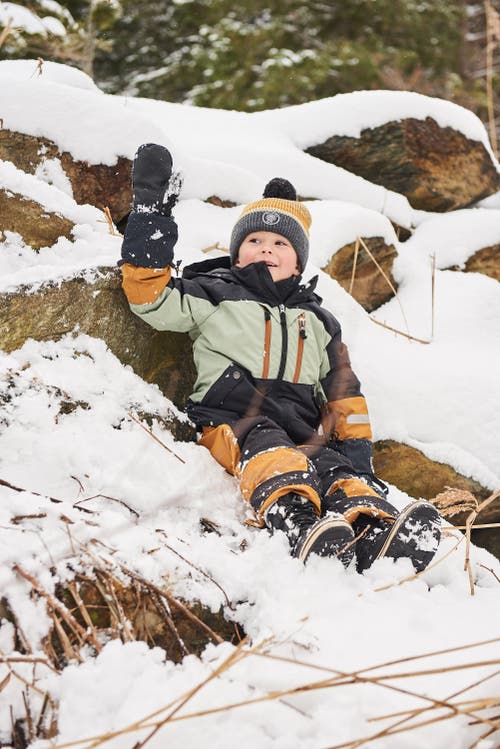 Shop Deux Par Deux Big Boy's Two Piece Technical Snowsuit Colorblock Black, Sage And Spice In Cathay Spice