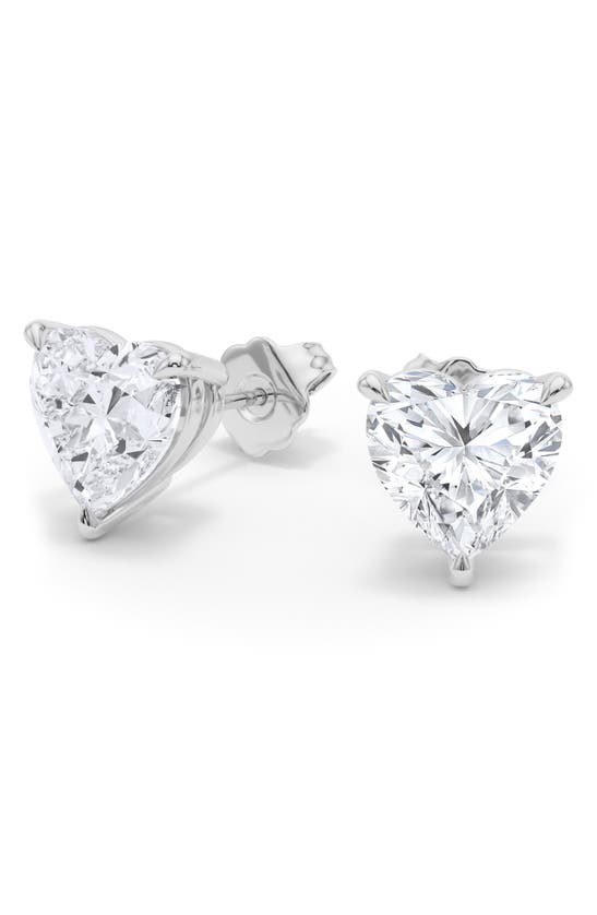 Shop Hautecarat Lab Created Diamond Heart Stud Earrings In 14k White Gold