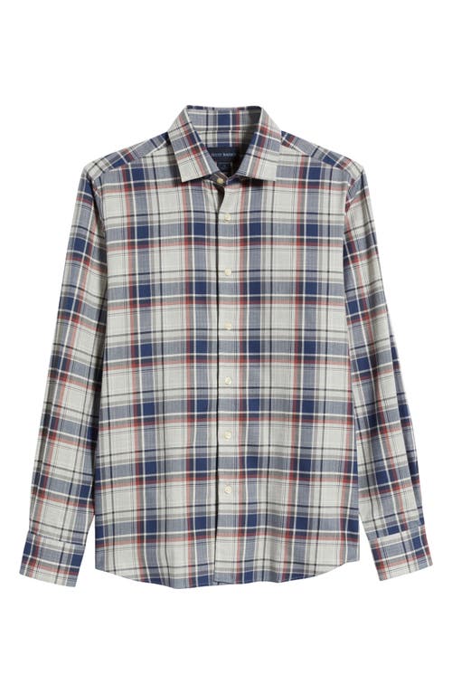 Scott Barber Plaid Cotton Herringbone Button-up Shirt In Navy