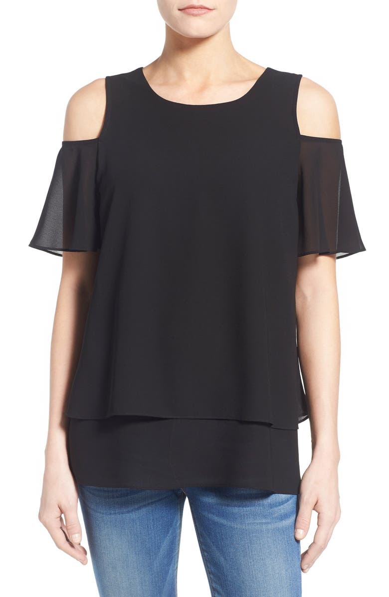 Bobeau Tiered Cold Shoulder Top | Nordstrom