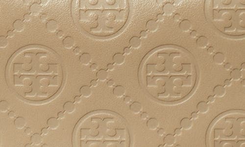 Shop Tory Burch T-monogram Embossed Crescent Shoulder Bag In Fresh Clay