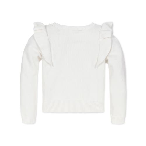 Shop Hope & Henry Baby Girls' Pointelle Yoke Ruffle Sweater, Infant In Soft White