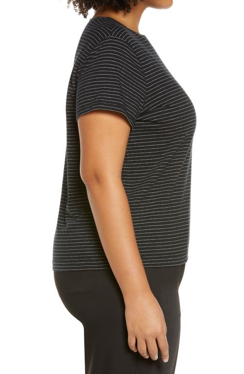 Vince Neppy Stripe Cotton & Linen T-shirt In Black/light Soy