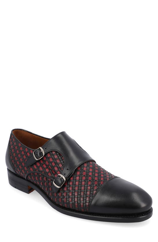 Taft The Lucca Double Monk Strap Shoe In Black Woven