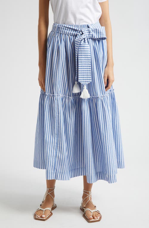 Franoise Floral Stripe Cotton Skirt in Monaco Stripe