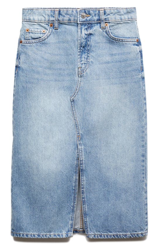 Shop Mango Denim Midi Skirt In Medium Blue