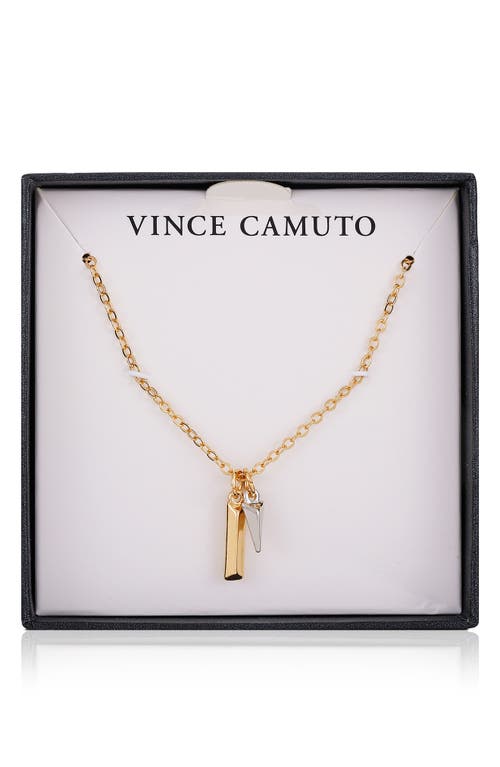 Vince Camuto Two-tone Charm Pendant Necklace In Gold Tone