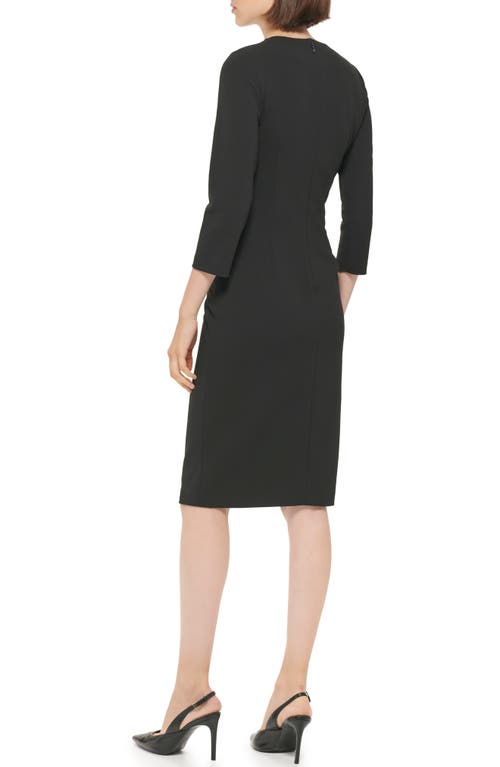 Calvin Klein Womens Crepe Crew Neck Sheath Dress In Black