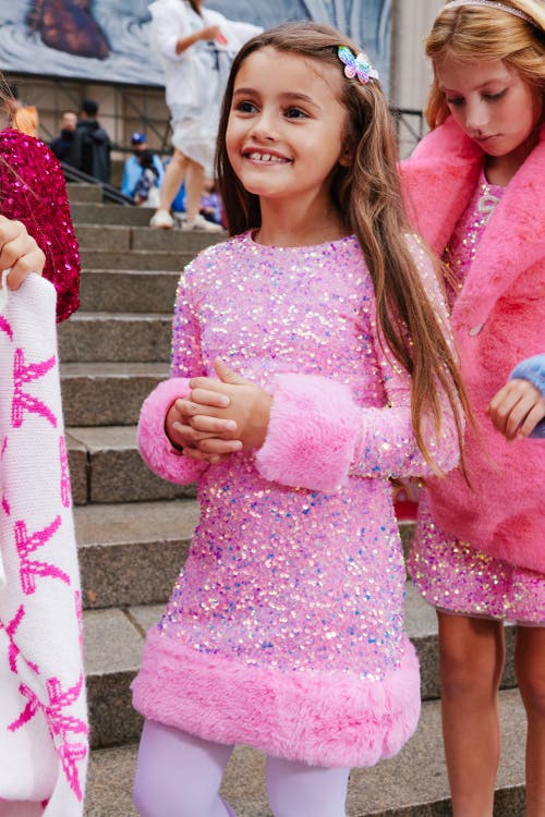 Shop Lola + The Boys Sabrina Shimmer Dress In Pink