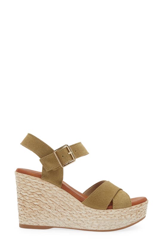 Cordani Brittany Ankle Strap Espadrille Platform Wedge Sandal In Crosta Khaki