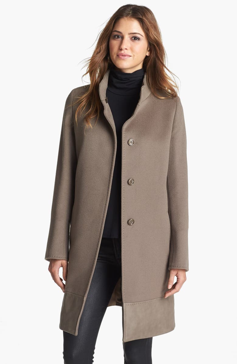 Cinzia Rocca Leather Trim Wool Coat | Nordstrom