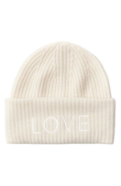 LITA by Ciara Love Embroidered Rib Recycled Cashmere Beanie in Milk