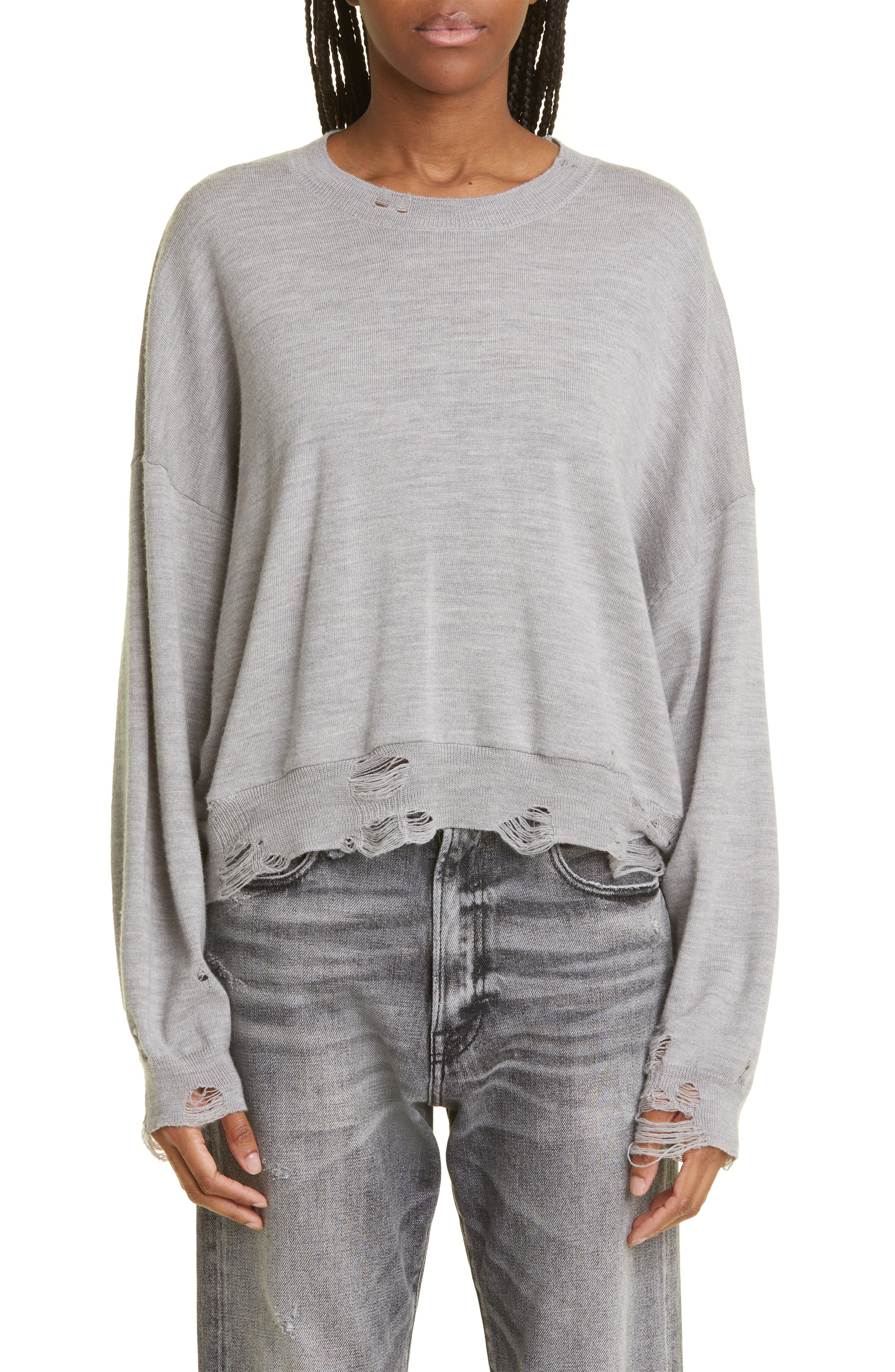 R13 Distressed Oversize Crop Sweater Nordstrom