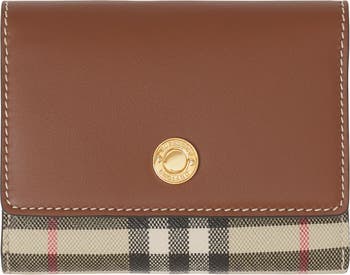 Burberry Card Holder - Vintage Check E-Canvas And Leather Case