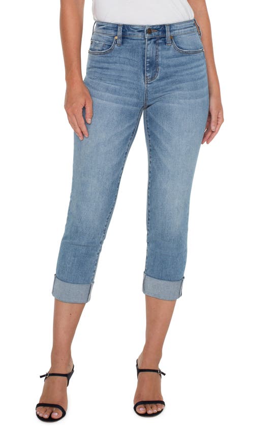 Shop Liverpool Los Angeles Charlie Mid Rise Cuffed Crop Skinny Jeans In Marina Vista