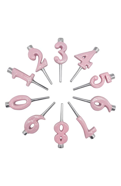 Shop Mariposa Enamel Recycled Aluminum Number Candleholder Set In Pink