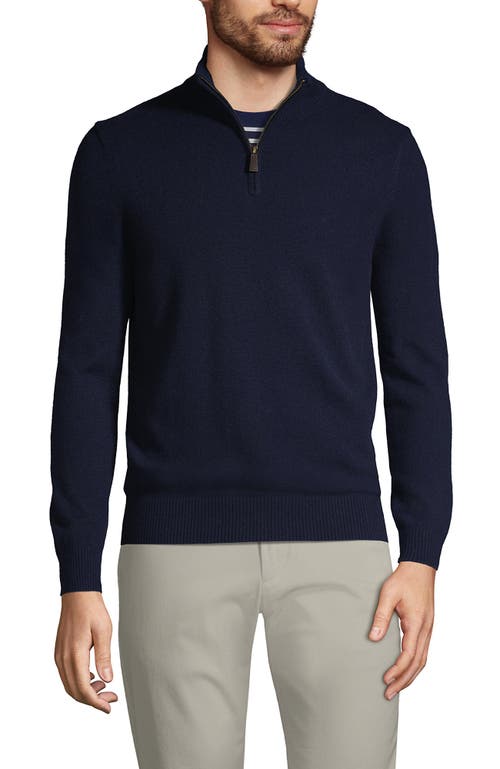 Shop Lands' End Fine Gauge Cashmere Quarter Zip In Radiant Navy