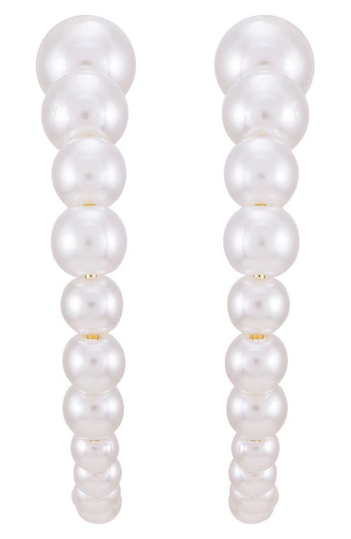 Vince Camuto Imitation Pearl Hoop Earrings In Goldtone