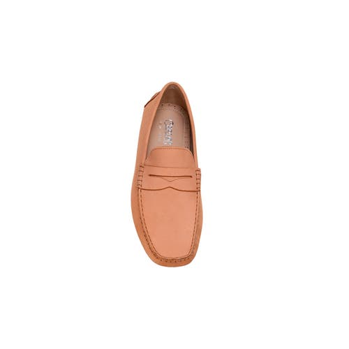 Carlos Santana Ritchie Penny Loafer In Peach Nubuck