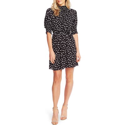 Cece Galactic Dot A-Line Dress, Black