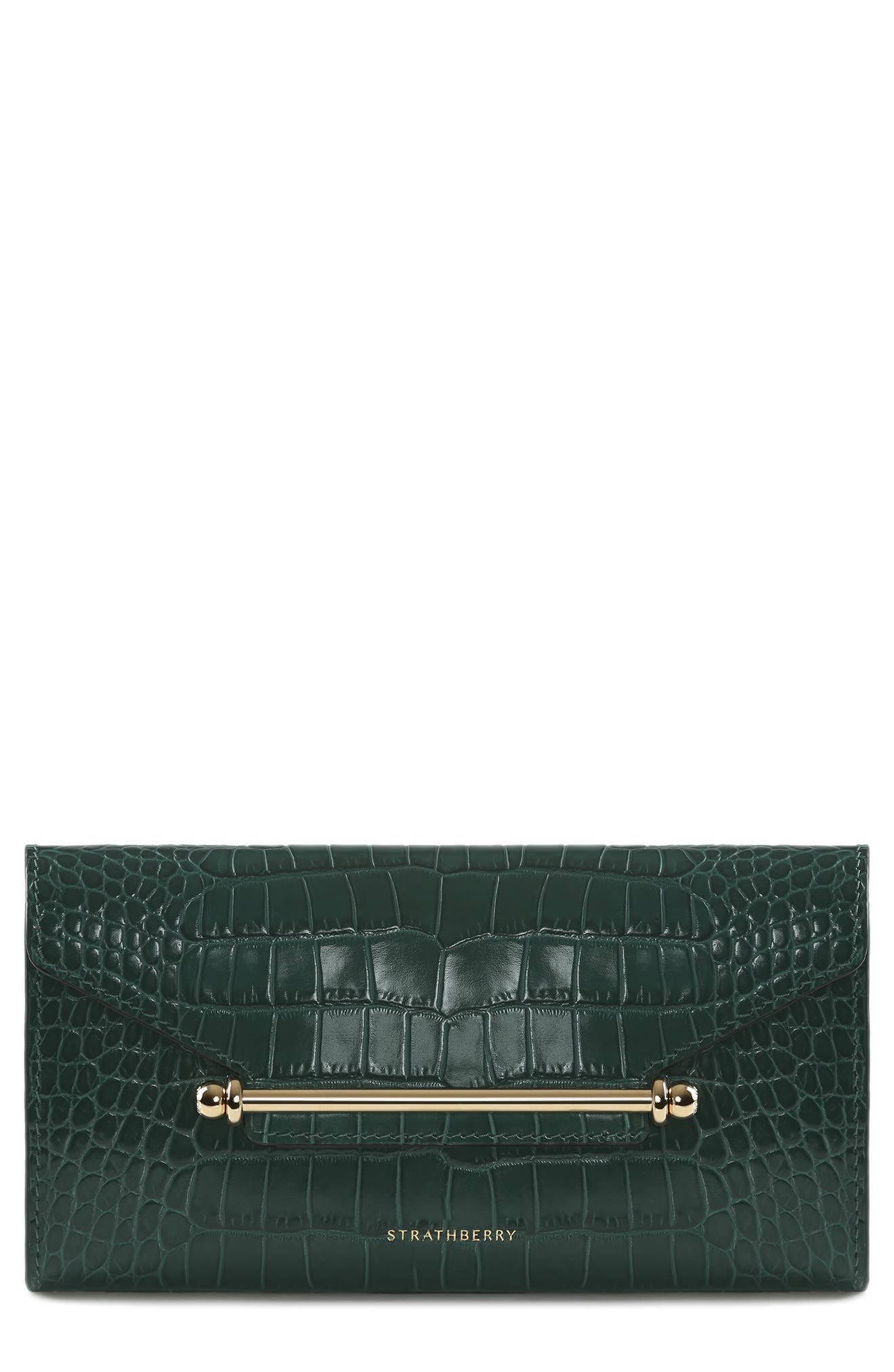 kensington croc embossed leather wallet on a chain