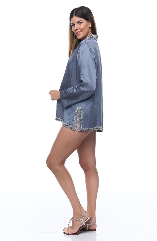 Ranee's Ranees Embellished Long Sleeve Tunic In Gray